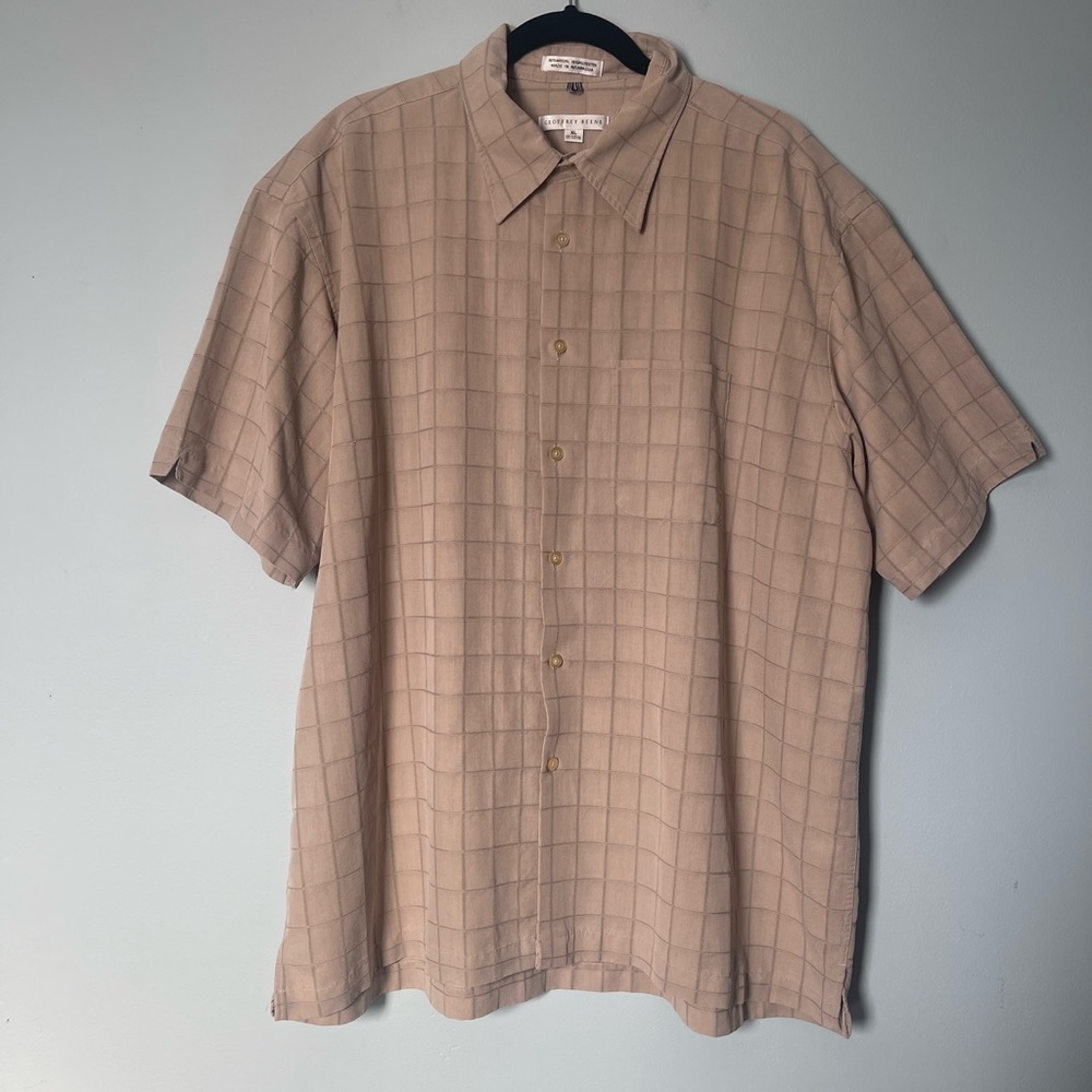 Geoffrey Beene Beige Checkered Shirt